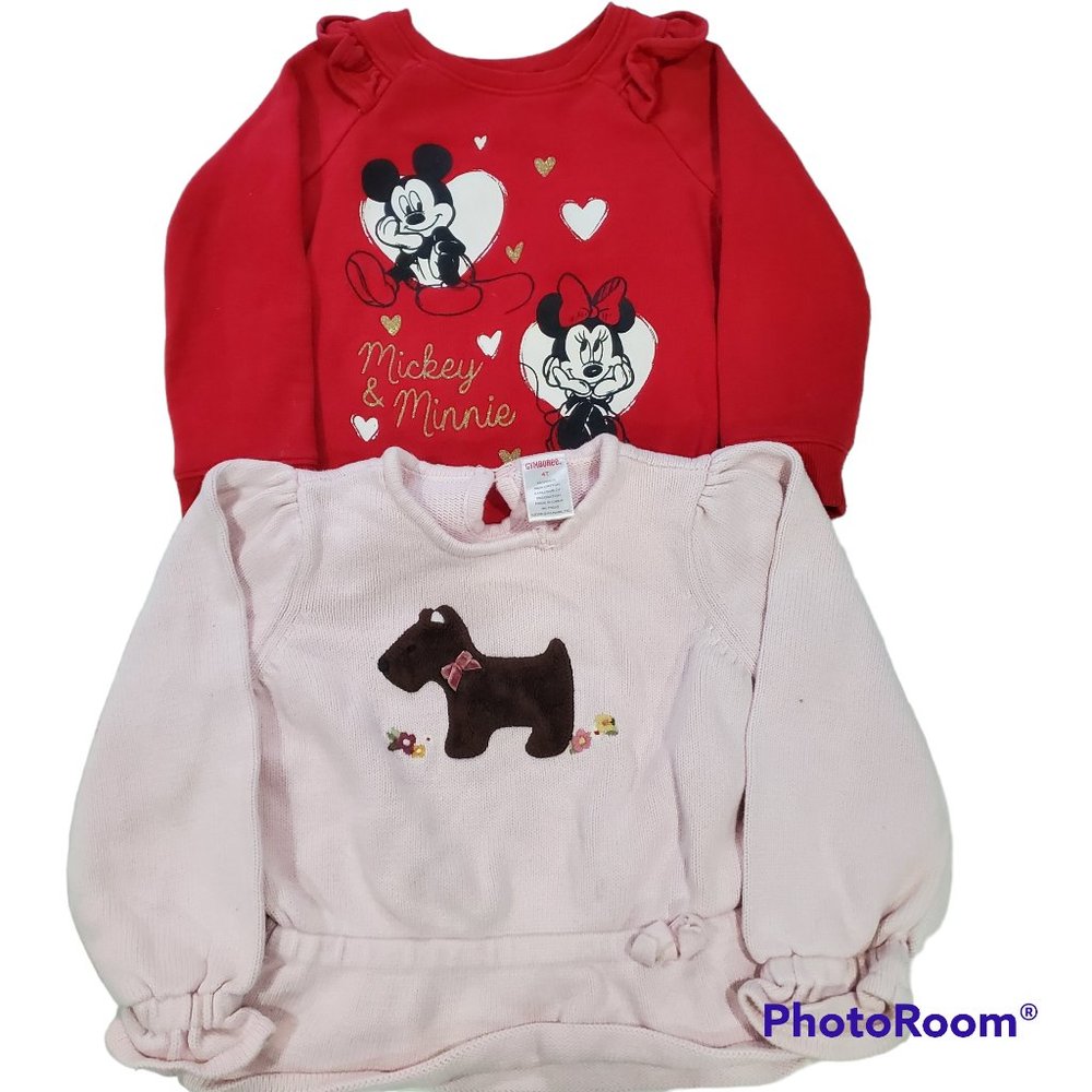 Girls 4T sweaters, 2 total, scottie dog and mickey minnie